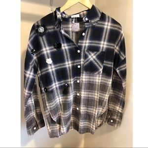 Embellished Blue Ombré Cotton Flannel